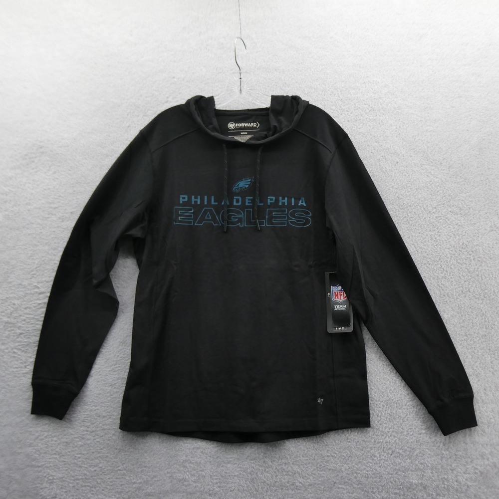 47 Brand Hoodie Shirt Mens Medium Philadelphia Eagles Black Long Sleeve Cotton